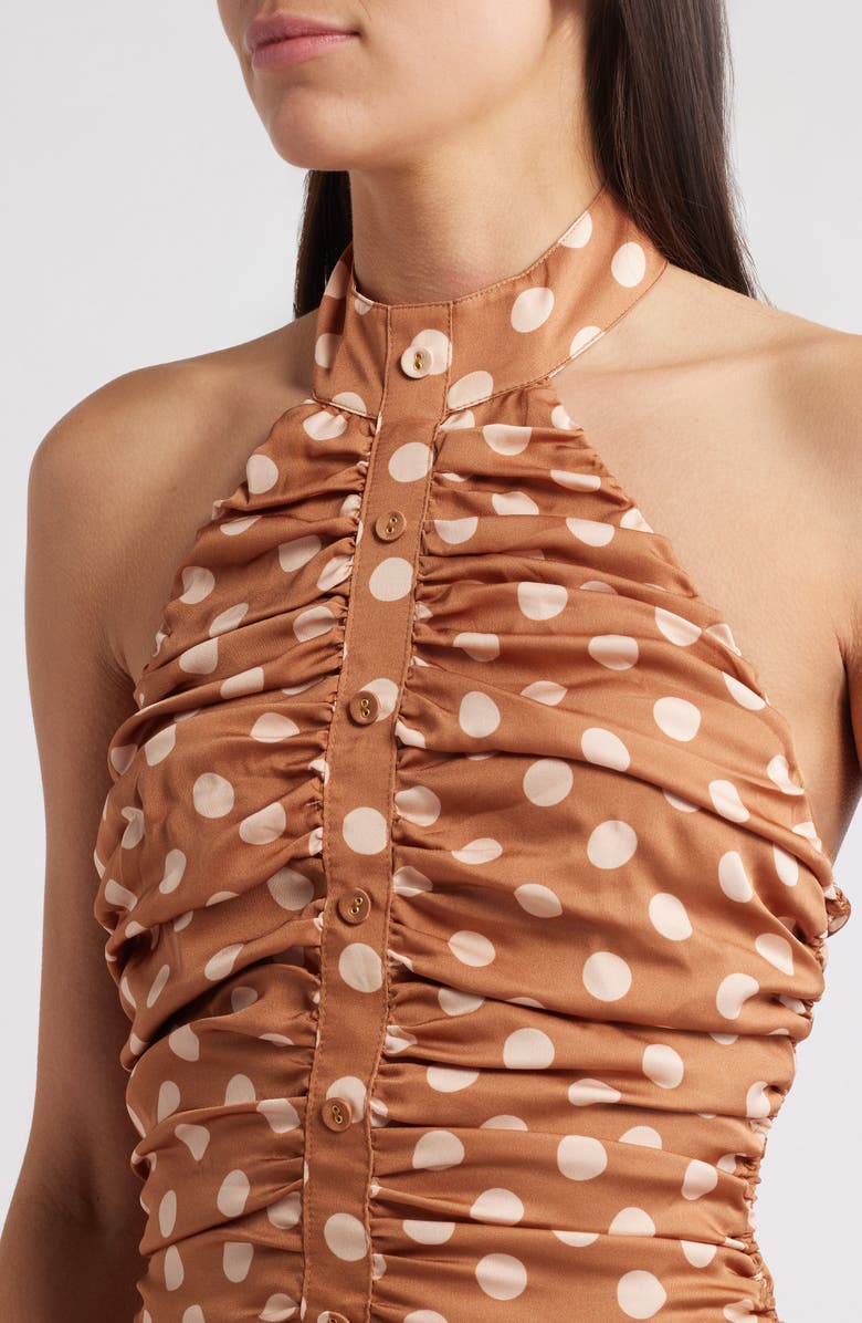 Sonya Moda Nawal Stretch Silk Maxi Dress, Alternate, color, Terracotta Polkadot