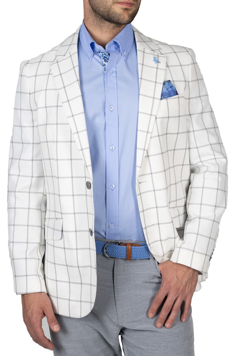 TailorByrd Textured Windowpant Sportcoat, Alternate, color, Off White/ Charcoal