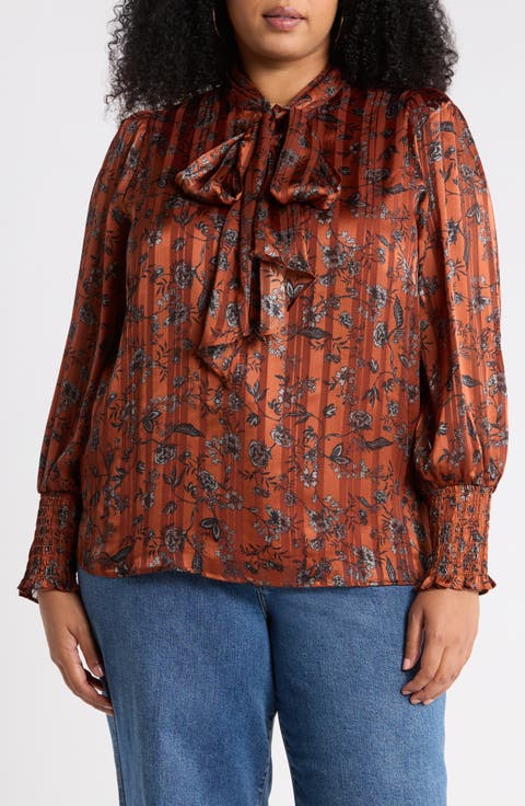 Tie Neck Long Sleeve Top