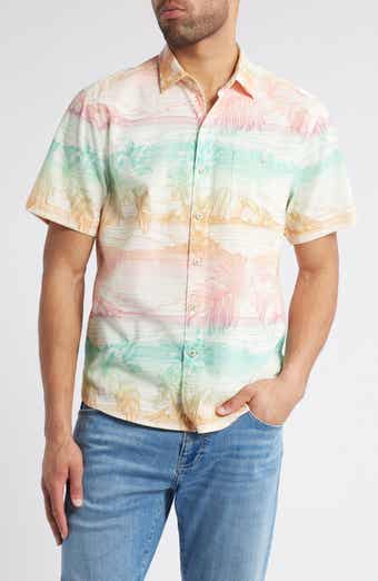 Tommy Bahama Nova Wave Corsica Coast Short Sleeve Cotton Blend Seersucker Button-Up Shirt