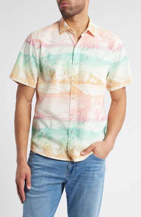 Tommy Bahama Nova Wave Corsica Coast Short Sleeve Cotton Blend Seersucker Button-Up Shirt