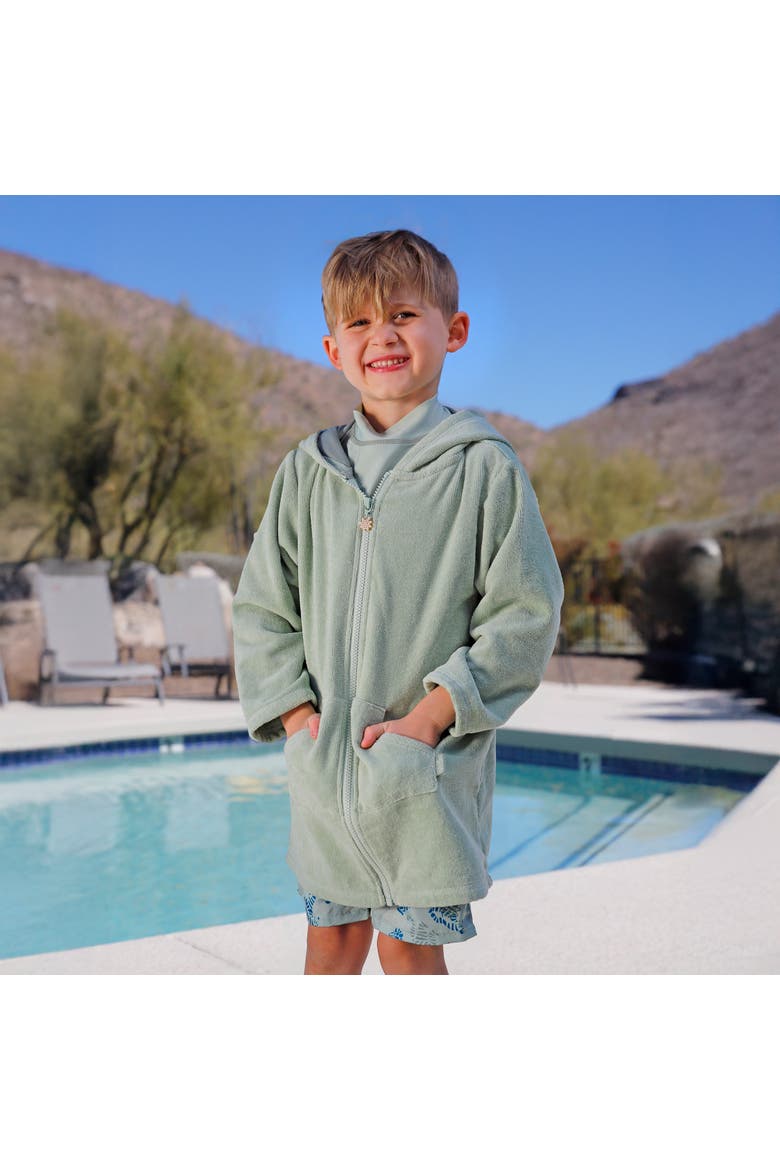 Hooded Terry Beach Cover-Up, Alternate, color, Frosty Green