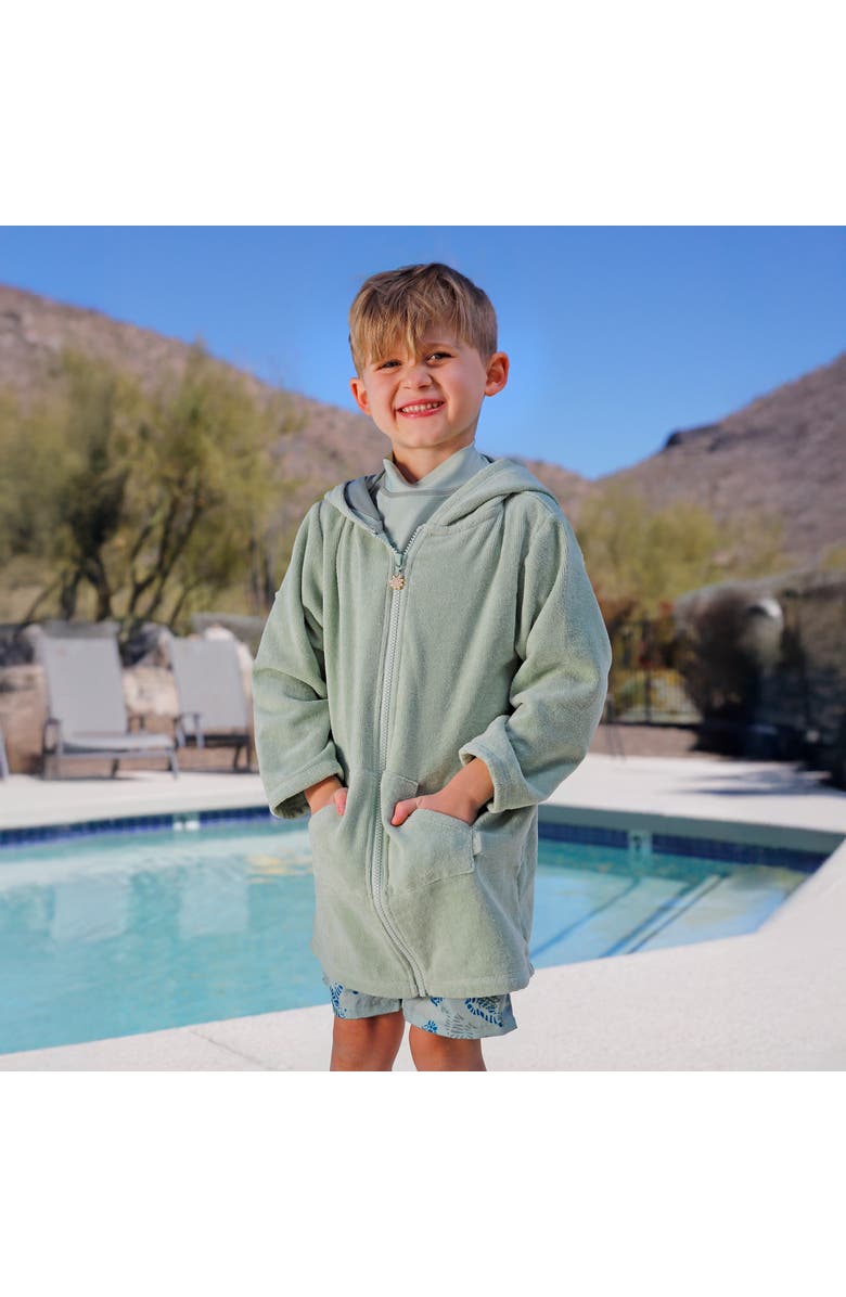 UV Skinz Hooded Terry Beach Cover-Up, Alternate, color, Frosty Green