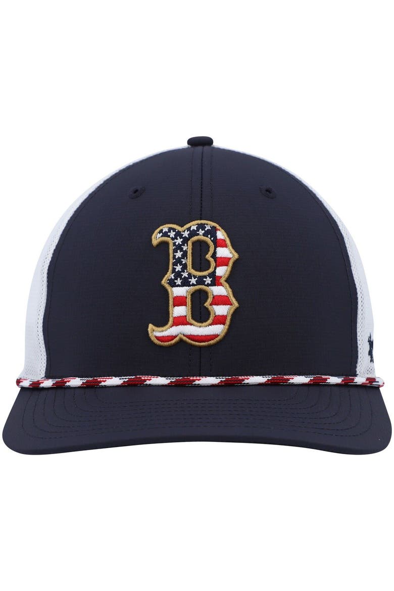 Men's '47 Navy/White Boston Red Sox Flag Fill Trucker Snapback Hat, Alternate, color, Navy