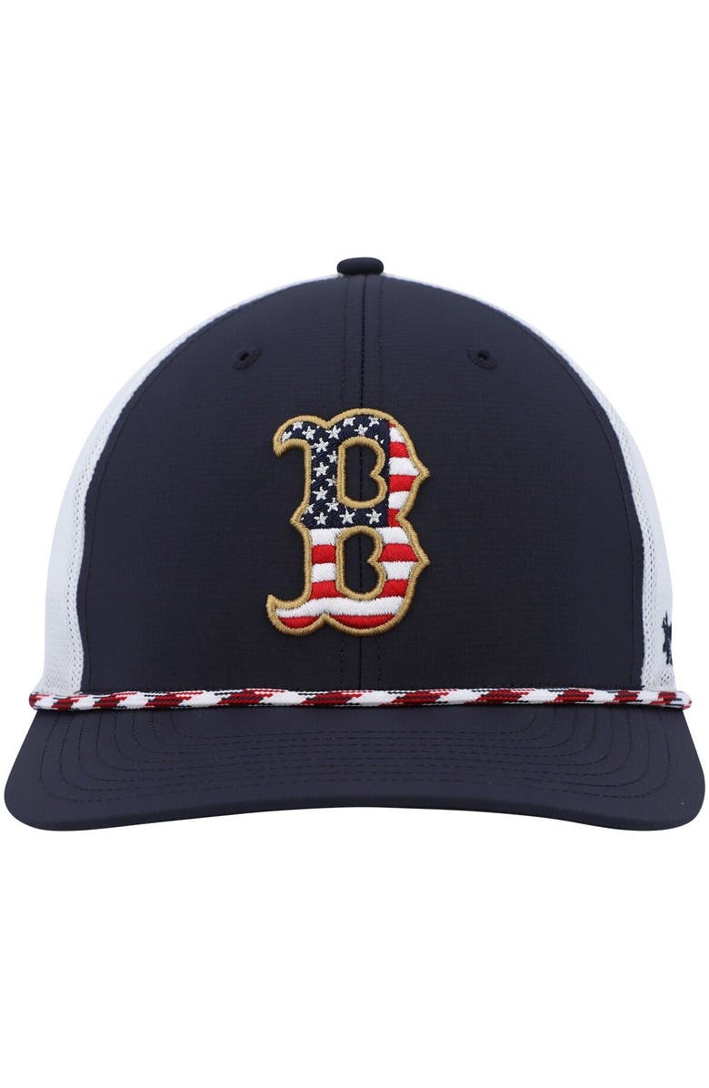'47 Men's '47 Navy/White Boston Red Sox Flag Fill Trucker Snapback Hat, Alternate, color,