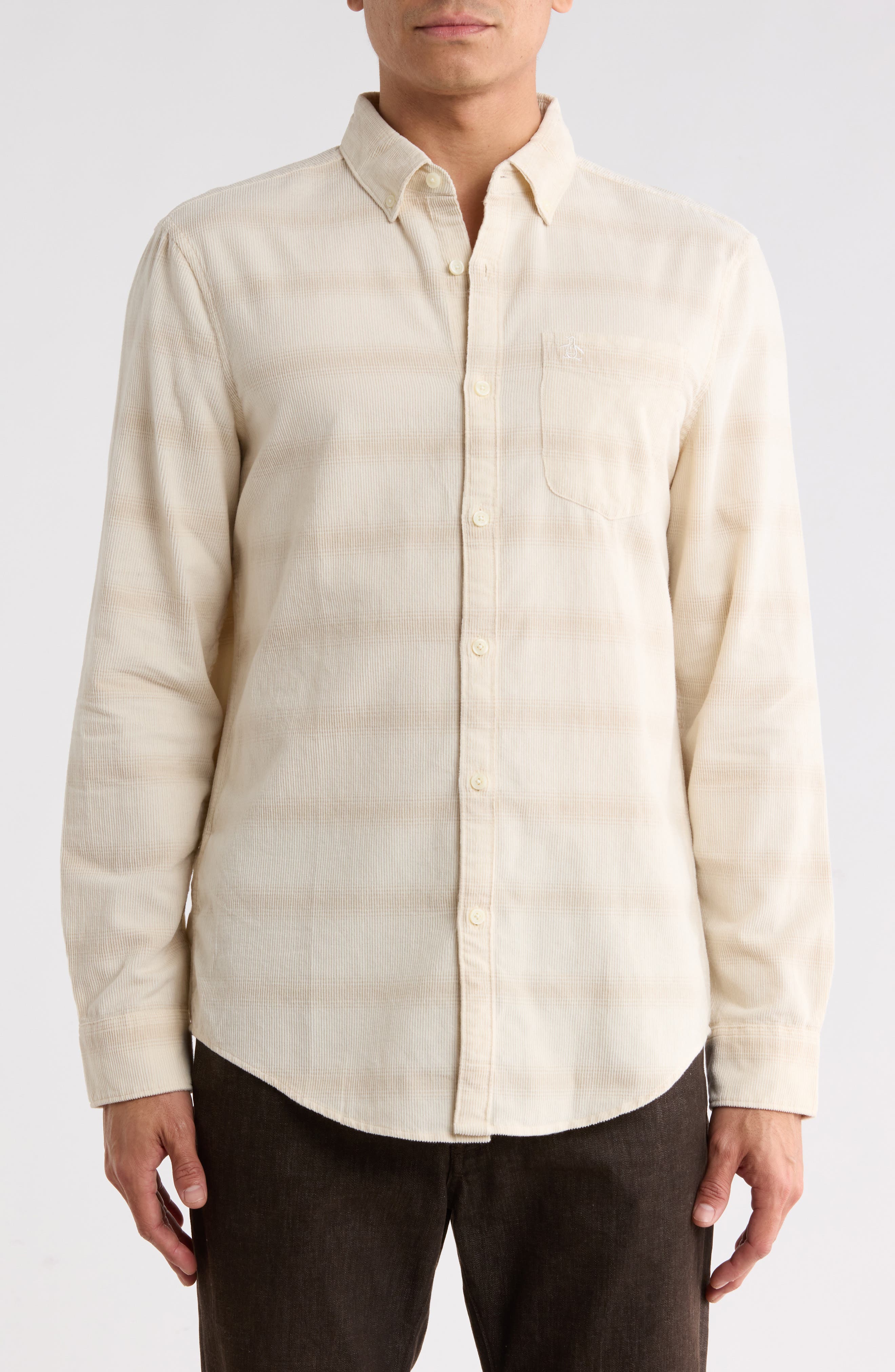 Long Sleeve Striped Corduroy Shirt