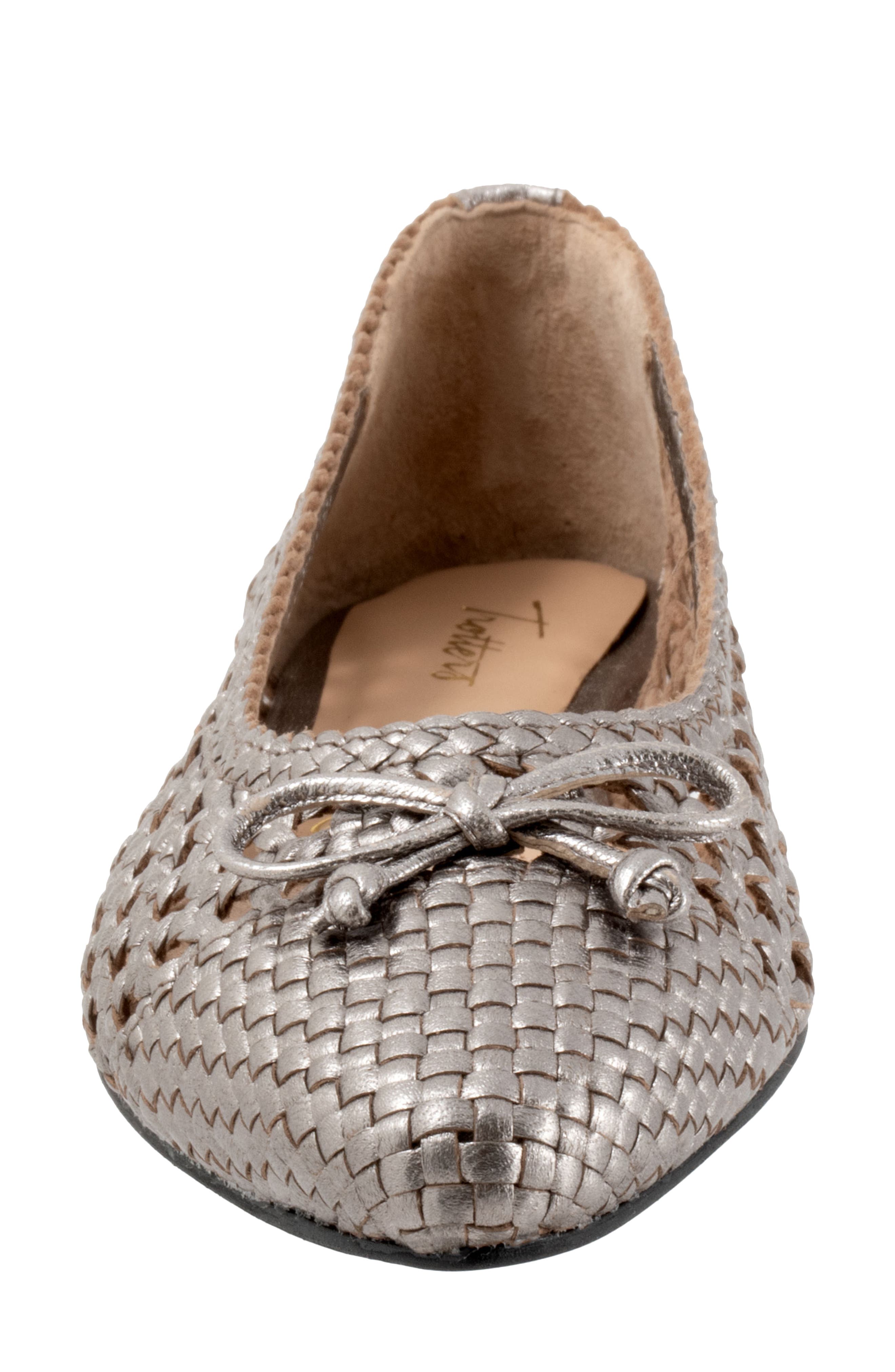 Edith Woven Pointed Toe Flat, Alternate, color, PEWTER METALLIC