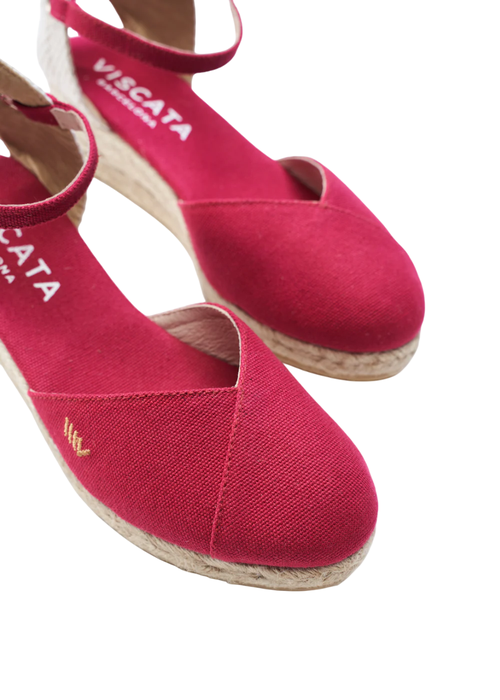 Viscata Formiga Canvas Wedges Limited Edition In Cherry