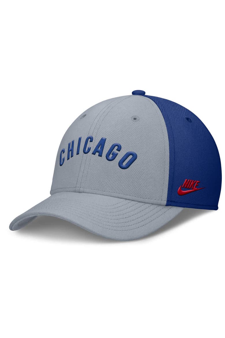 Men's Nike Gray/Royal Chicago Cubs Rise Swoosh Performance Flex Hat, Alternate, color, Gray
