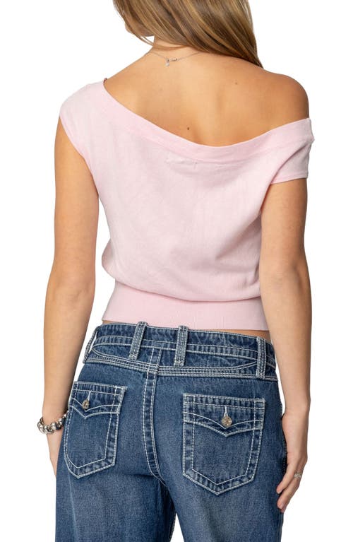 Shop Edikted Michaela One-shoulder Top In Light-pink