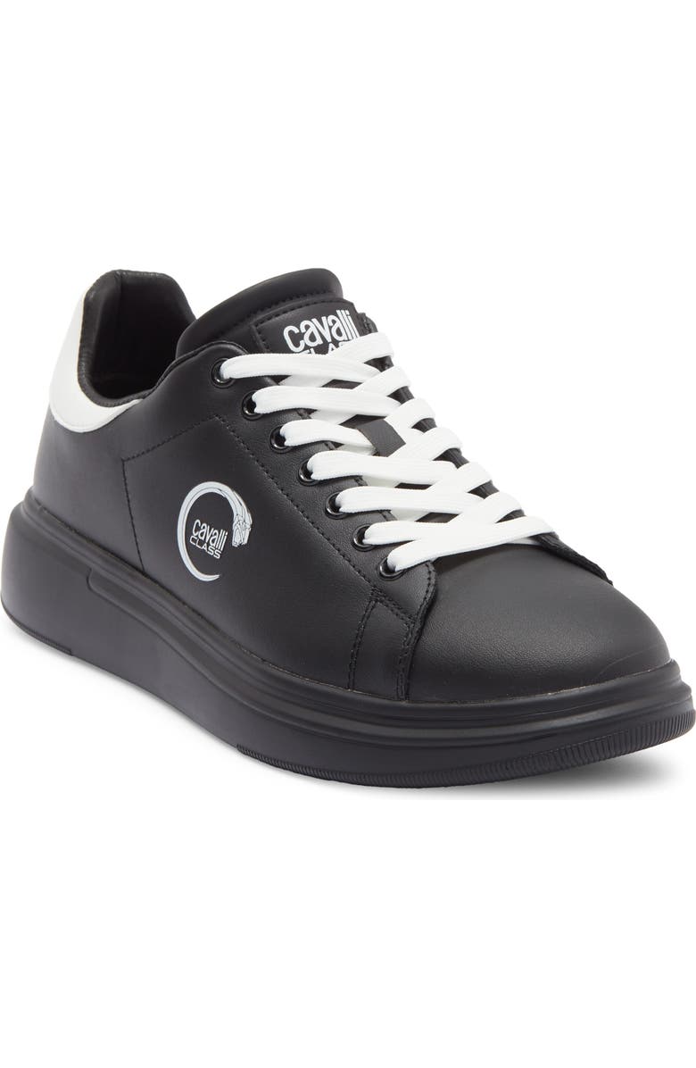 Roberto Cavalli Cavalli Class Logo Low Top Sneaker, Main, color, Black/ White