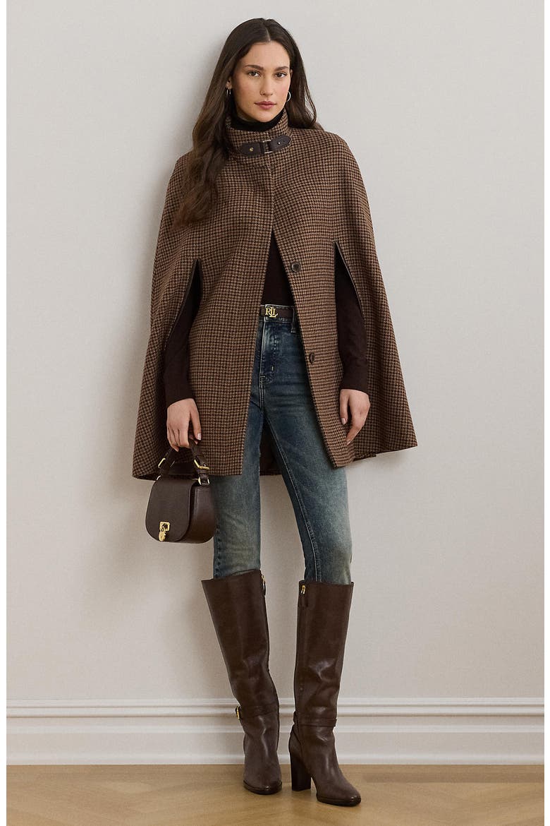 Houndstooth Wool Blend Cape, Alternate, color, LEGACY CHECK