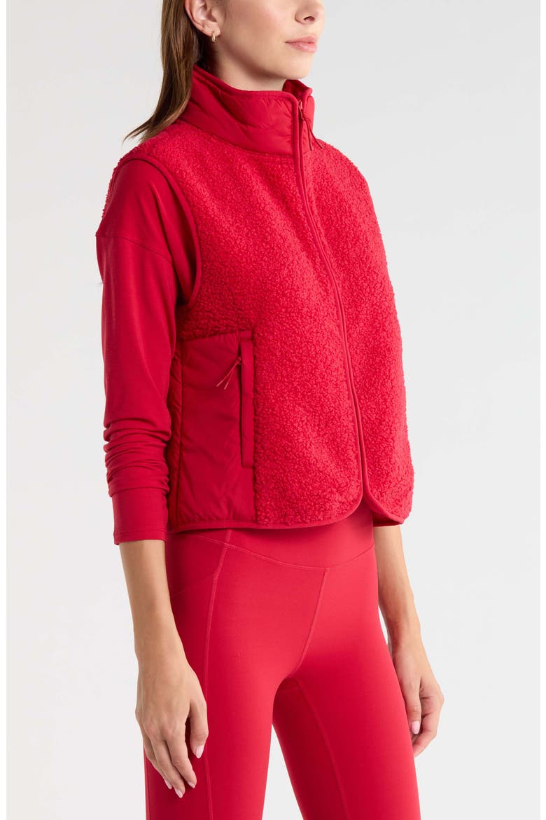 Summit Faux Shearling Hybrid Vest, Alternate, color, RED JESTER
