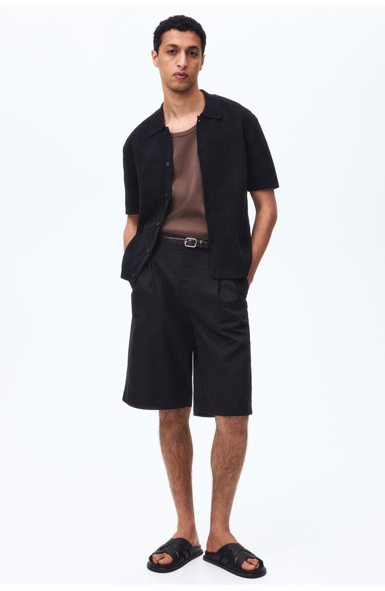 H&M Regular Fit Knitted Shirt, Alternate, color, Black