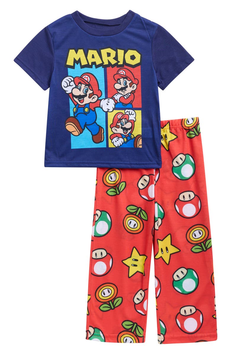 AME Kids' Super Mario Short Sleeve Pajamas, Main, color, Blue