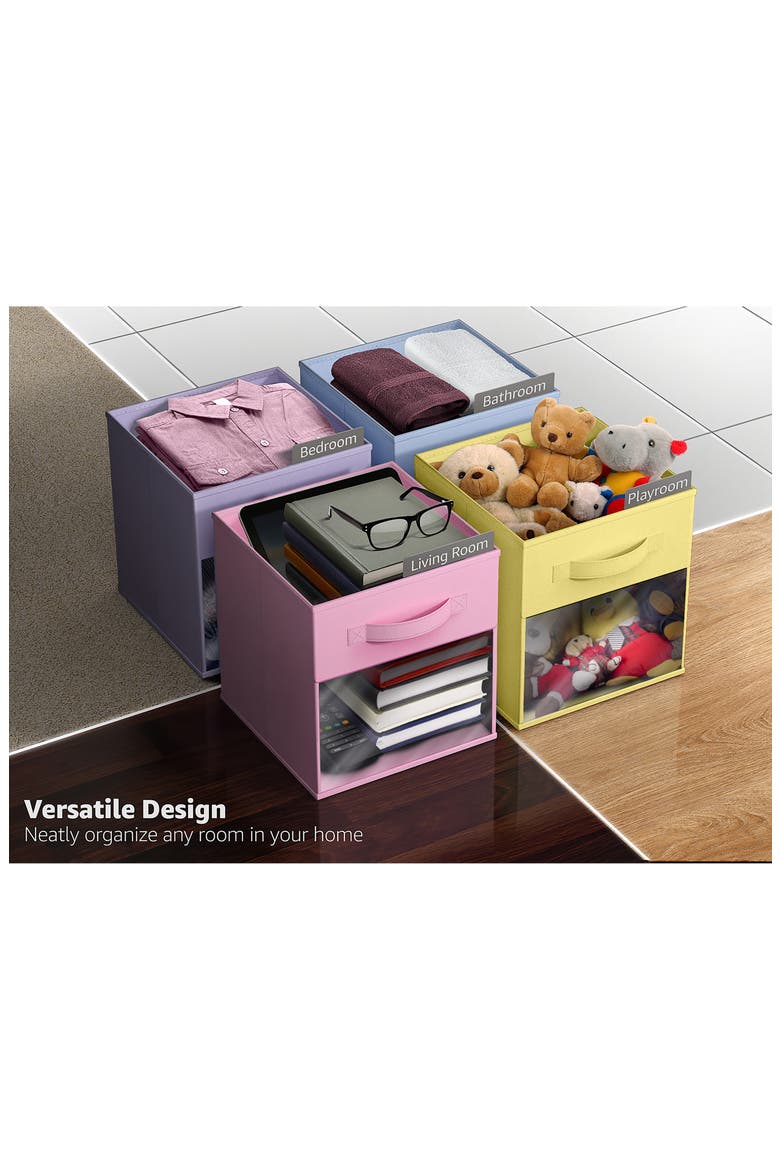 6-Pack Storage Bins with Windows, Alternate, color, LIGHT PASTEL