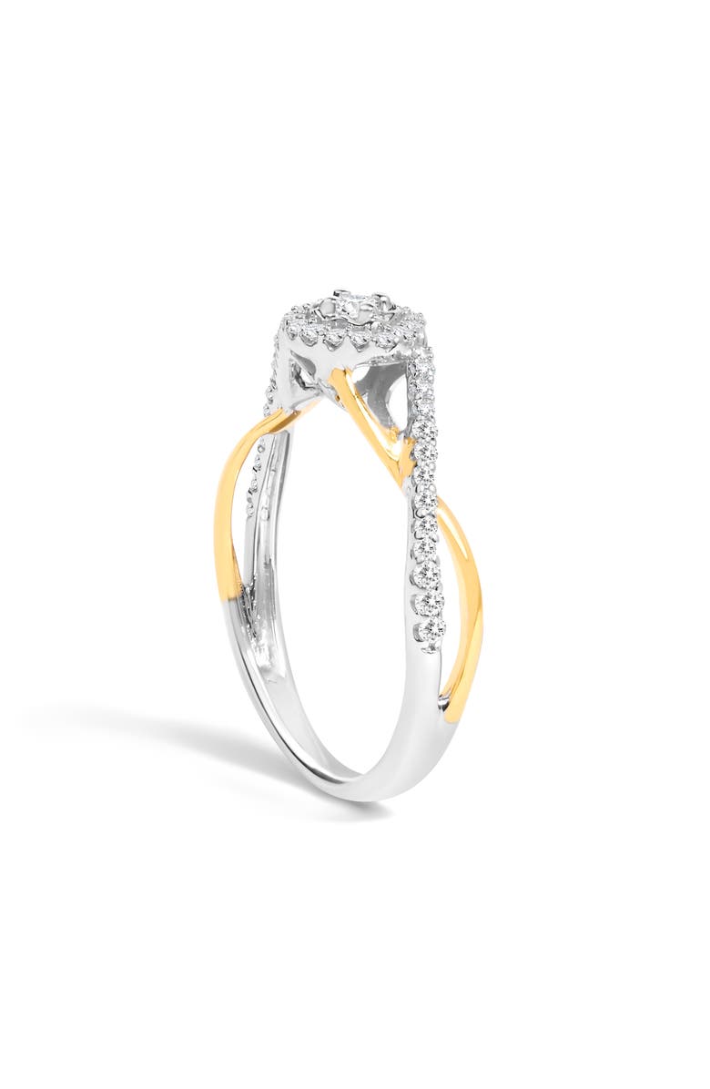 Haus of Brilliance Silver 1/4 Cttw Diamond Bypass and Halo Promise Ring, Alternate, color, Yellow