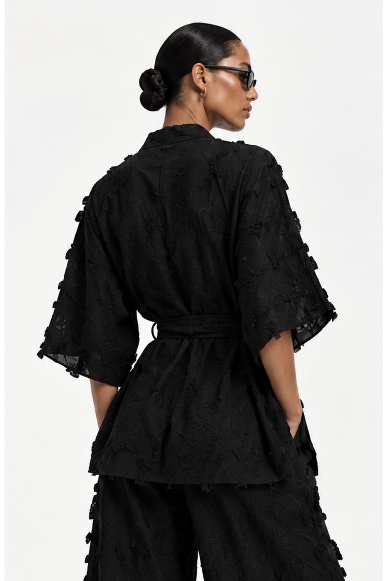 Embroidered Cotton Cabana Duster, Alternate, color, Kheff Noir