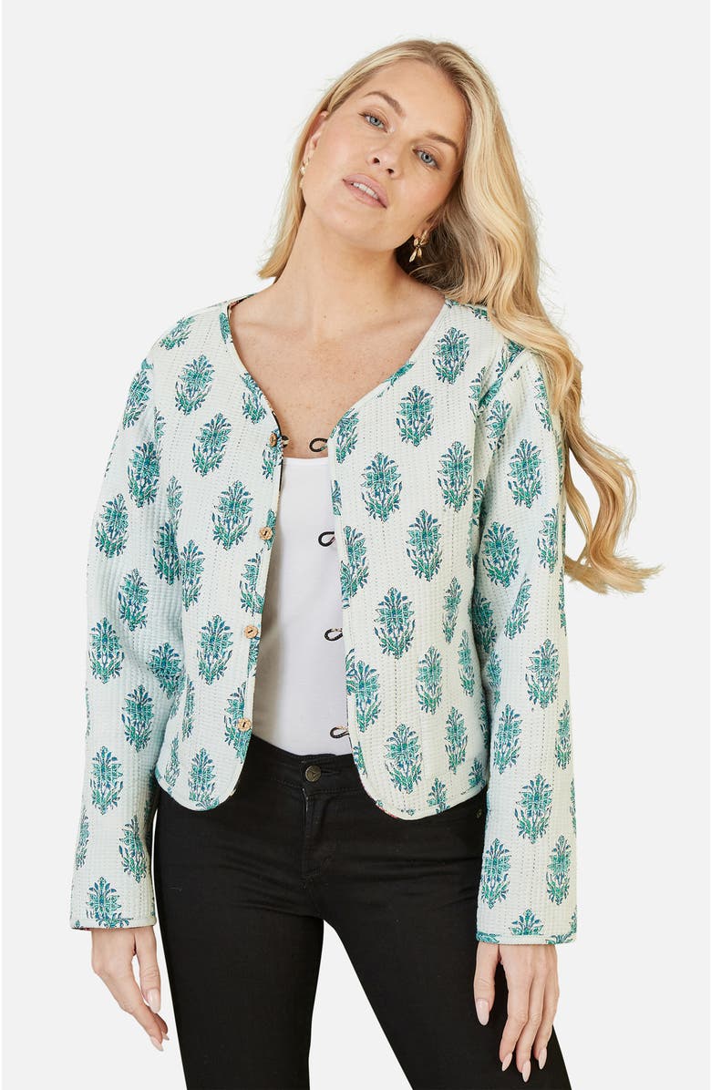 Yumi Reversible Floral Quilted Jacket, Alternate, color, Black