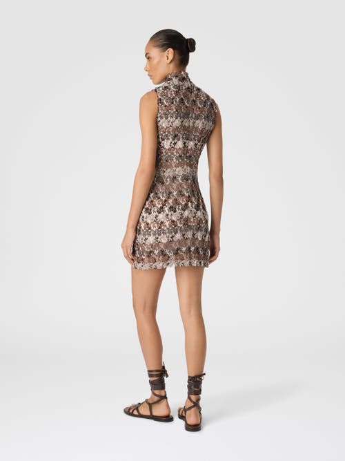 Missoni Minikleid Mit Stehkragen Aus Strukturierter Spitze In Brown