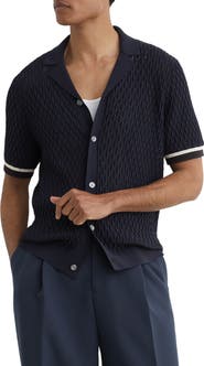 Reiss Bilsby Textured Knit Camp Shirt