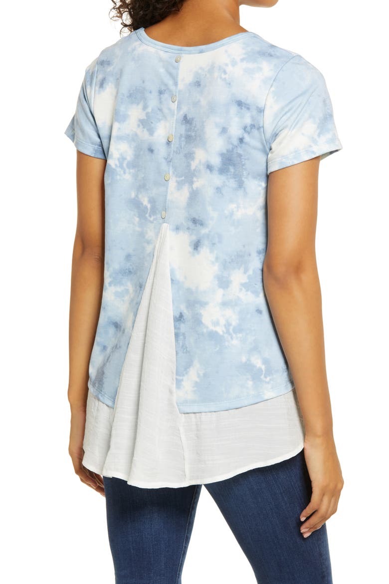 Mixed Media Top, Alternate, color, BLUE TIE DYE