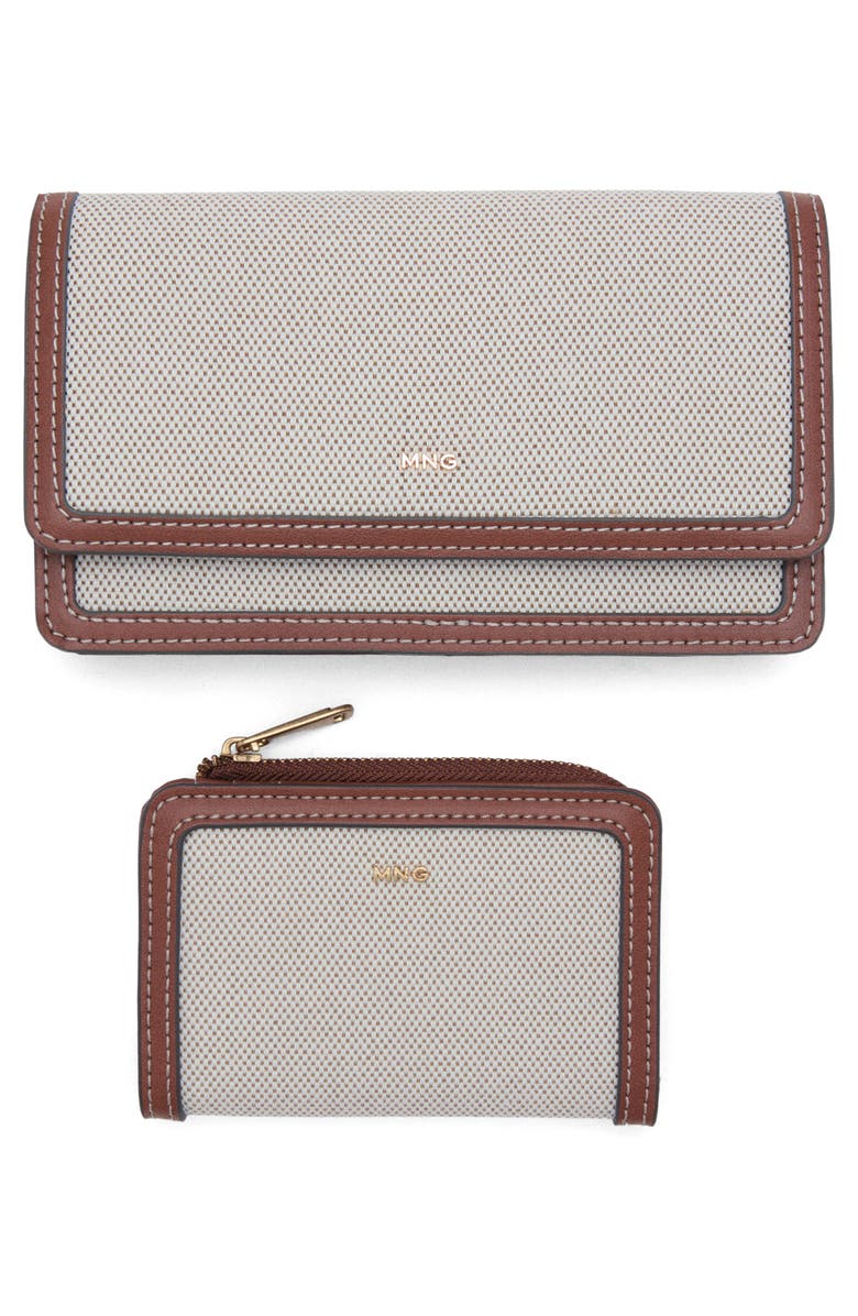 MANGO Textured Flap Wallet on a Chain, Alternate, color, Beige