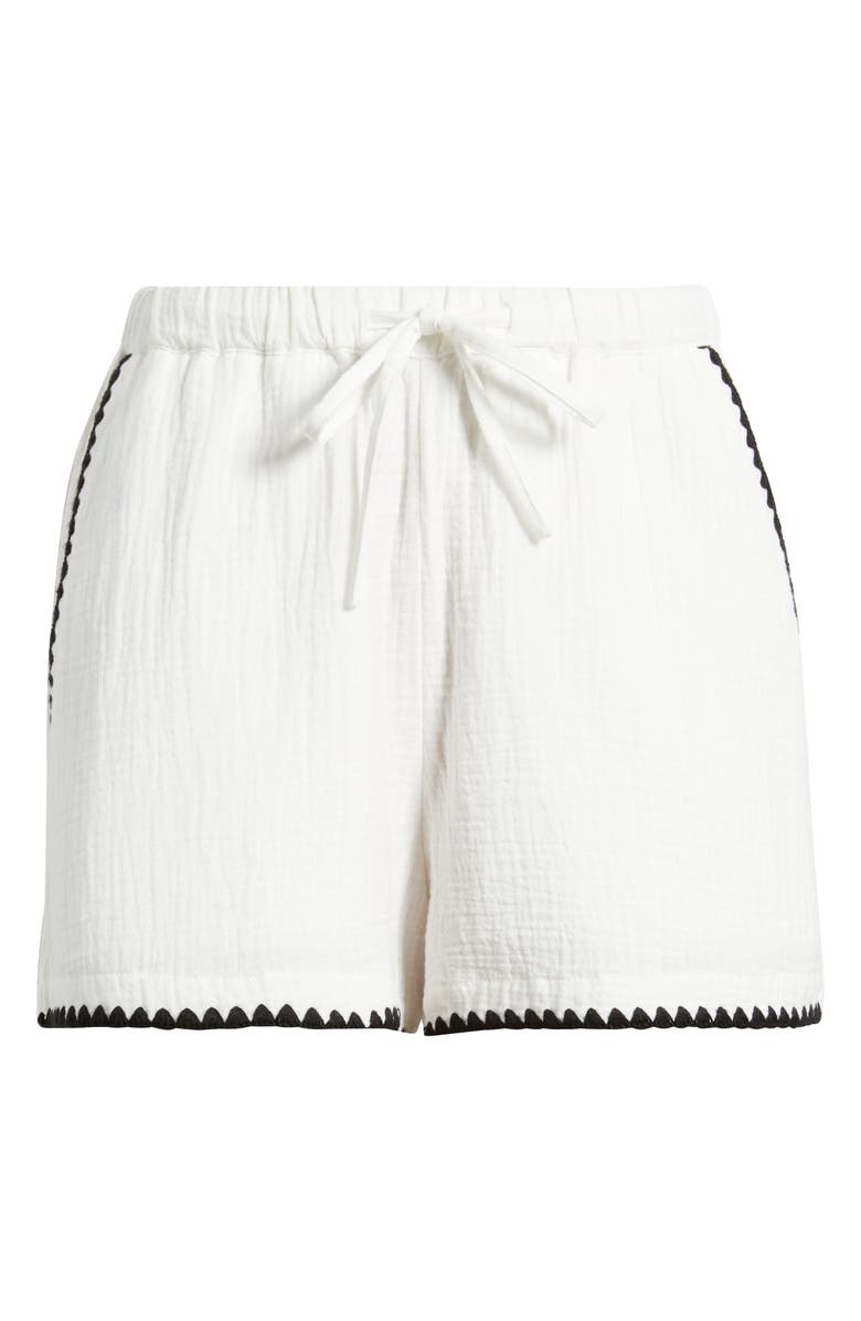 Rails Sunny Embroidered Trim Organic Cotton Shorts, Alternate, color, Black Blanket Stitch