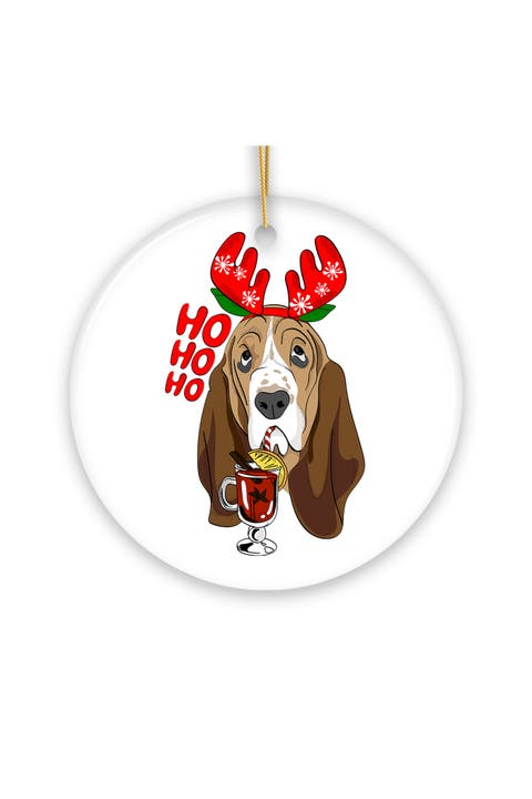 Ho Ho Ho Basset Hound Mulled Wine Ornament