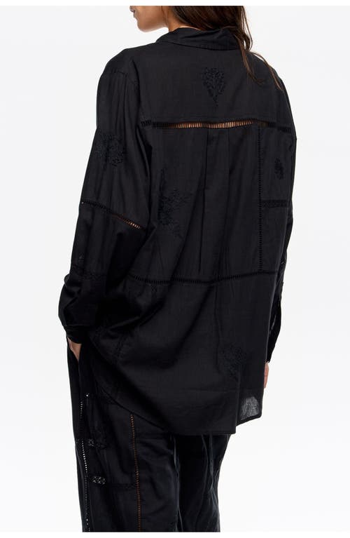 Bimba Y Lola Tonal Embroidery Shirt In Black