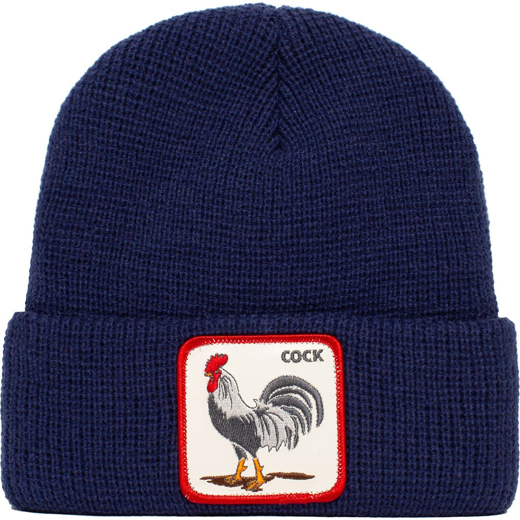 Goorin Bros . Morning Call Rooster Patch Beanie In Blue
