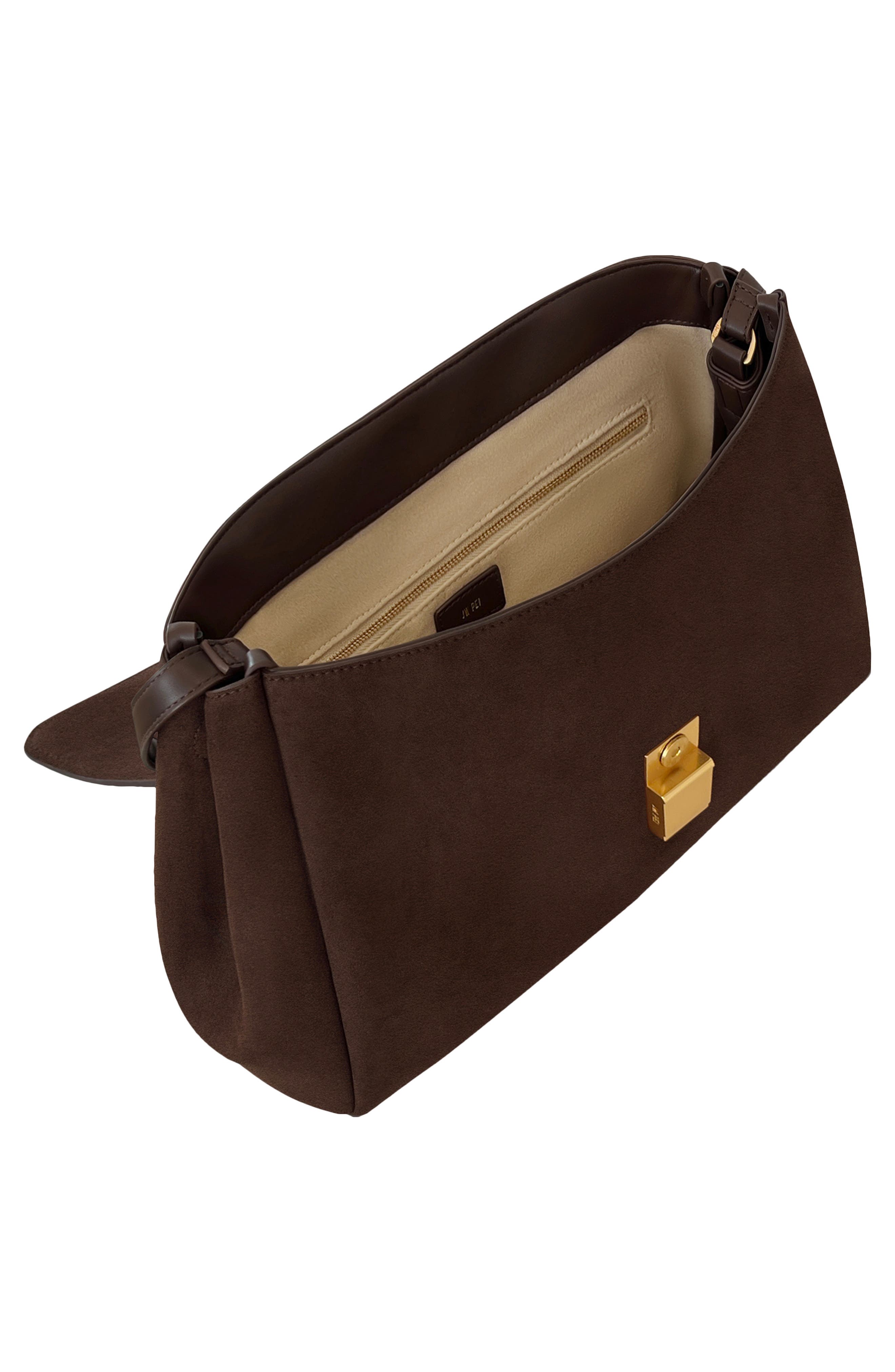 JW PEI Hilary Faux Suede Shoulder Bag, Alternate, color, Dark Brown