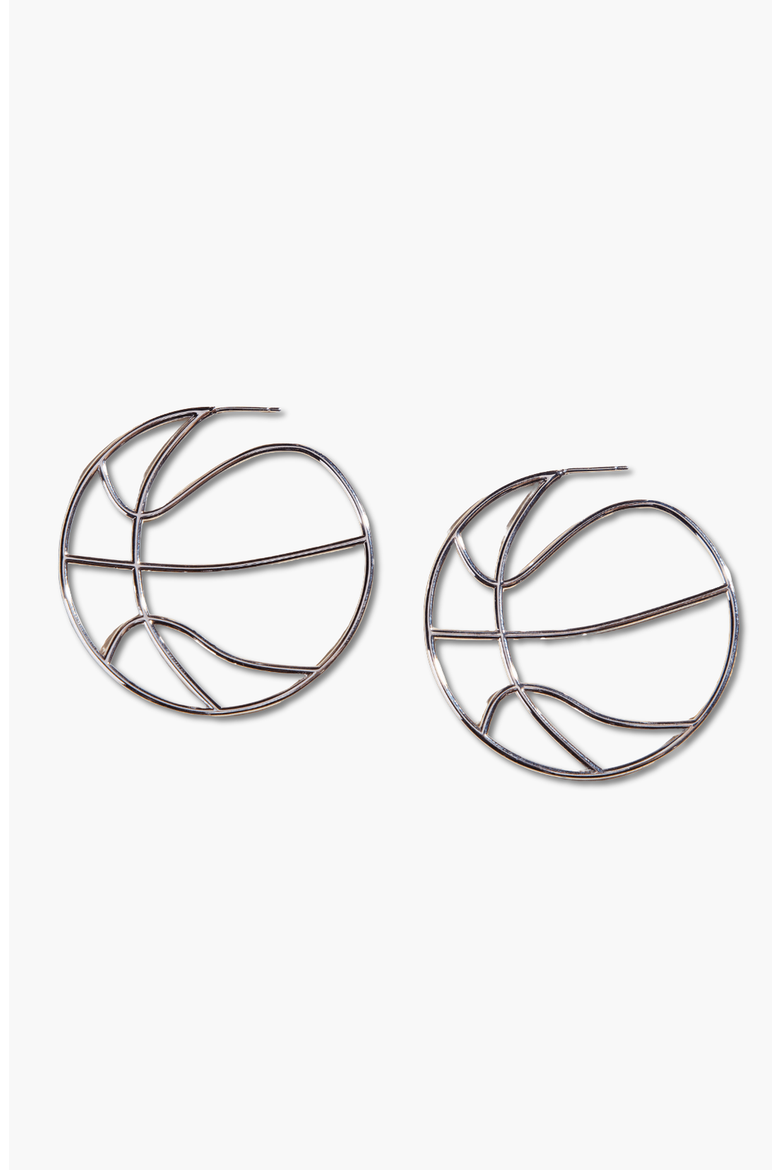 Basketball Hoops Earrings, Main, color, Silver