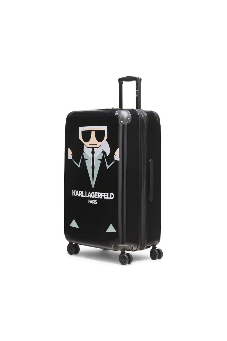 Karl in A Box Upright Suitcase, Alternate, color, Black