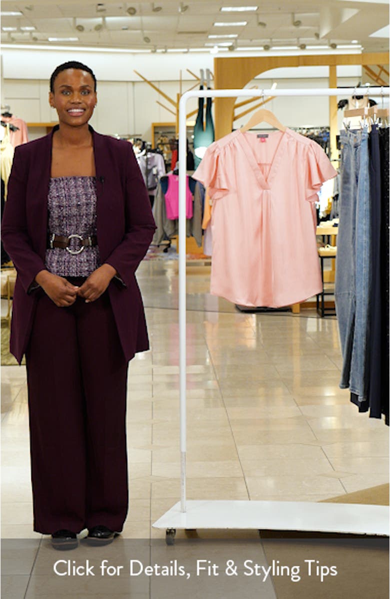 V-Neck Flutter Sleeve Satin Top, sales video thumbnail