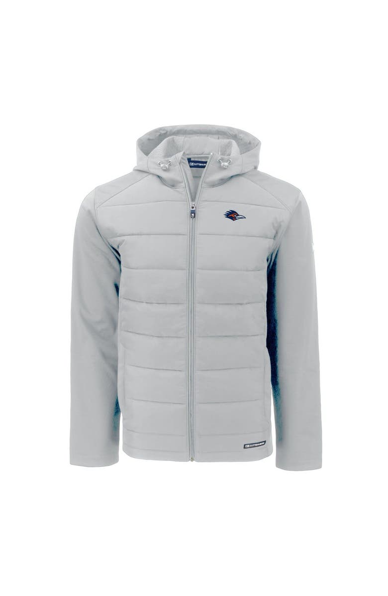 Cutter & Buck Men's Cutter & Buck  Gray UTSA Roadrunners Evoke Hybrid Eco Softshell Recycled Full-Zip Hoodie, Alternate, color, 