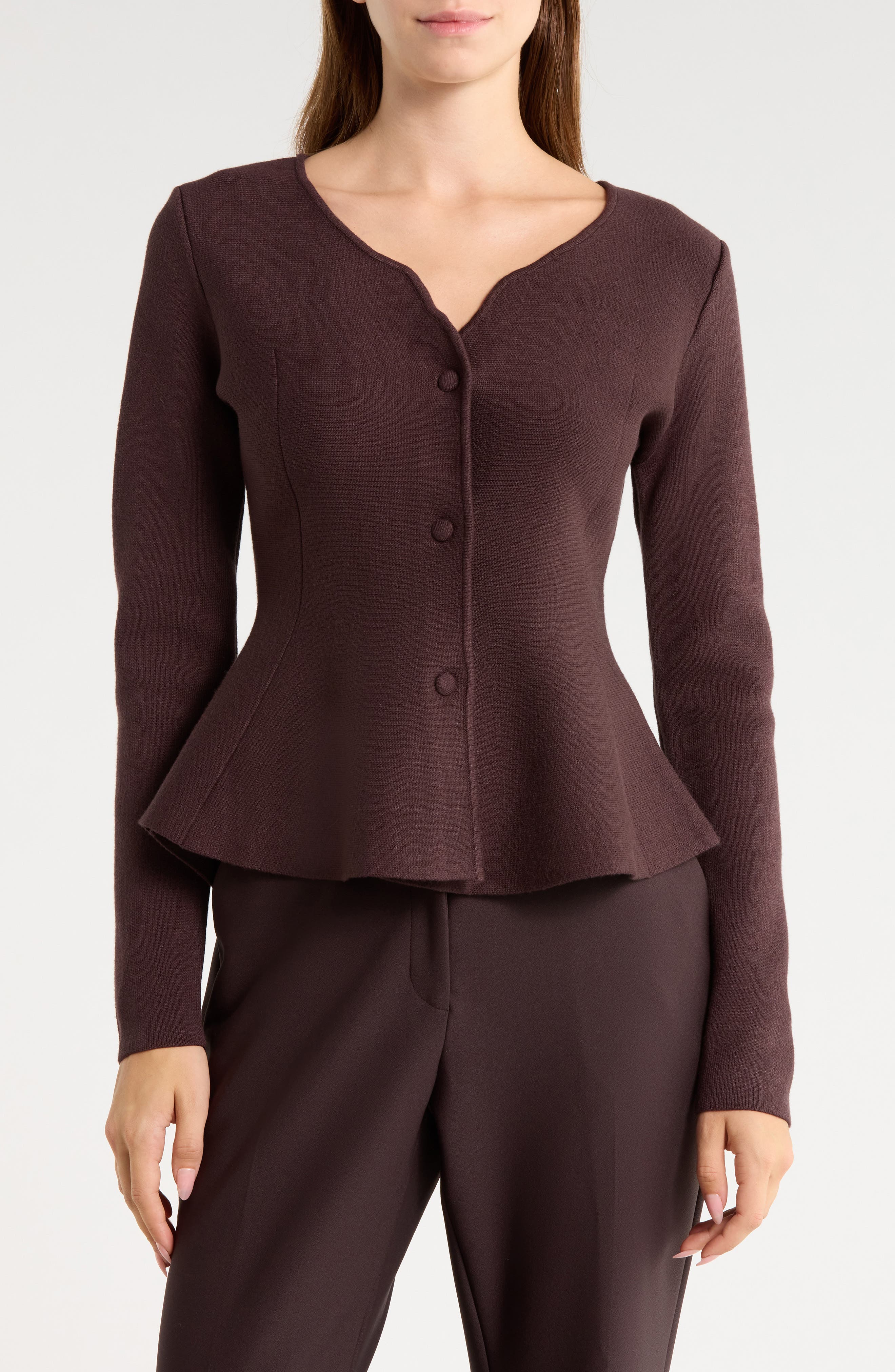 Peplum Button Front Cardigan