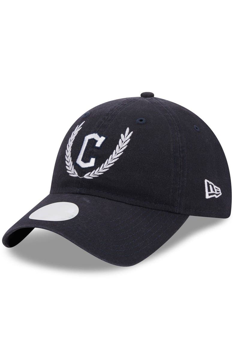 New Era Women's New Era Navy Cleveland Guardians Leaves 9TWENTY Adjustable Hat, Main, color,