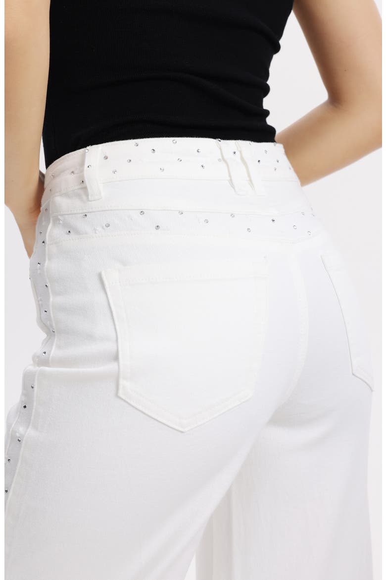 Embellished High Waist Wide Leg Jeans, Alternate, color, ETHEREAL