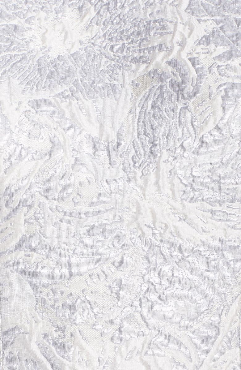 Adrianna Papell Metallic Floral Jacquard Tea Length Fit & Flare Dress, Alternate, color, 