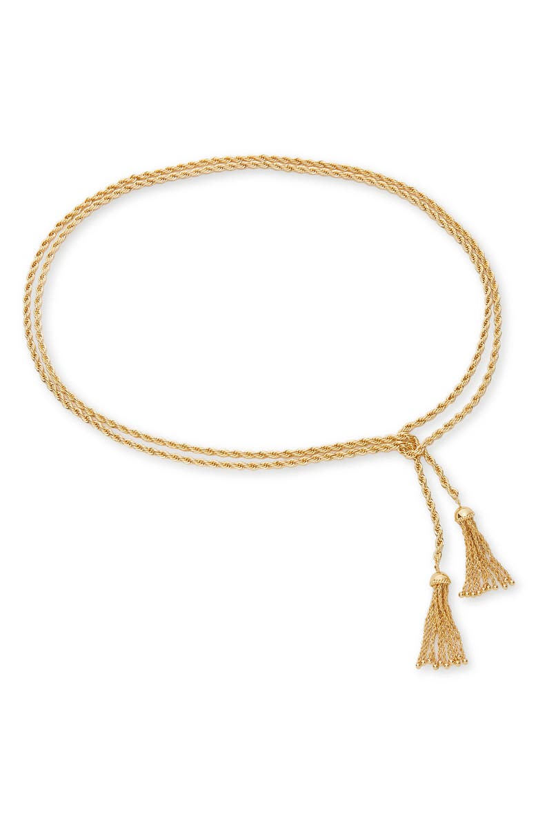 Lele Sadoughi Chateau Rope Tassel Belt, Main, color, Gold