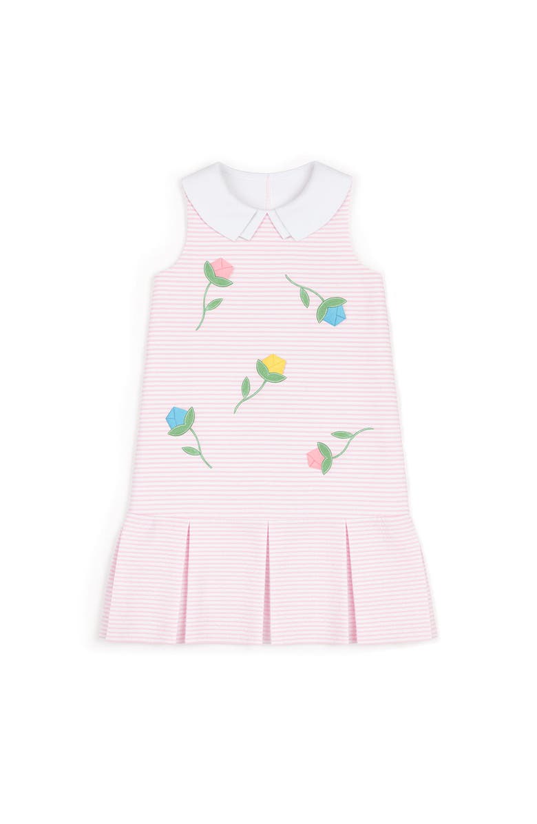 Florence Eiseman Stripe Pique Dress With Tulips, Main, color, Pink/White
