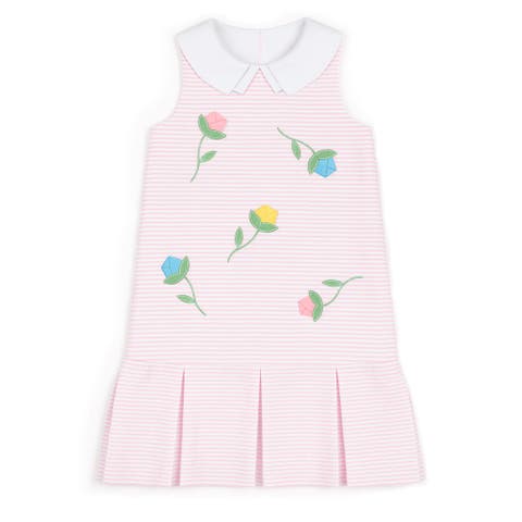 Stripe Pique Dress With Tulips (Toddler, Little Kid, Big Kid)