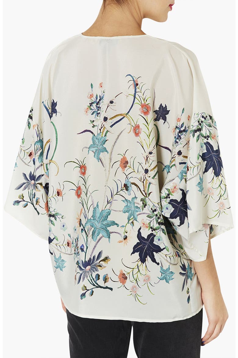 Floral Print Kimono Jacket, Alternate, color, CREAM