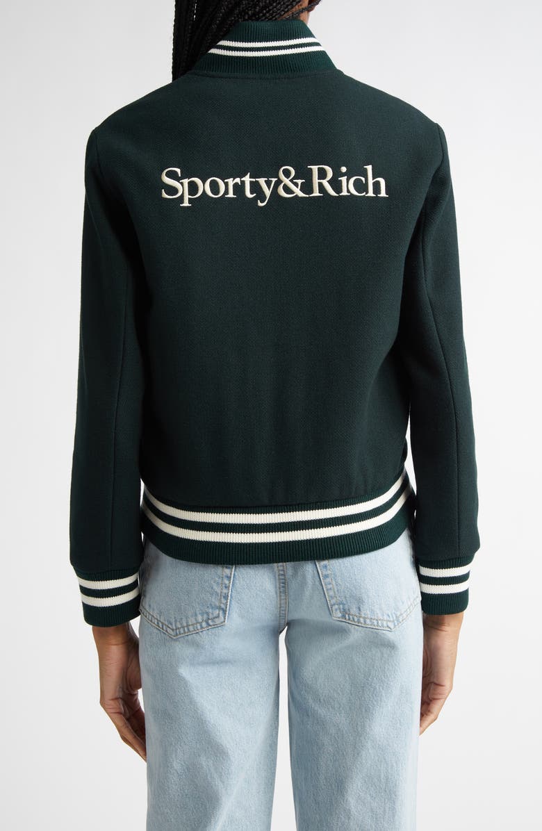 Sporty & Rich YANKEES SERIF VARSITY JACKET, Alternate, color, 