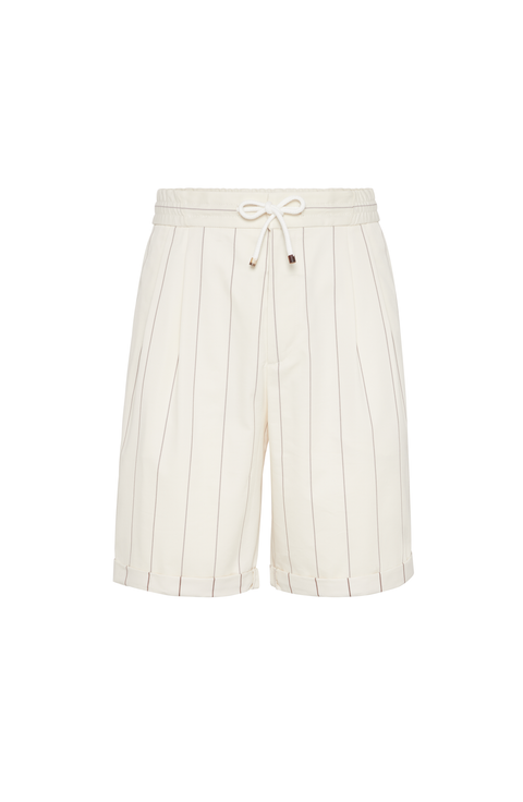 【関税込み】BRUNELLO CUCINELLI Paneled Track' shorts Paneled Track shorts for Woman in White | Brunello Cucinelli