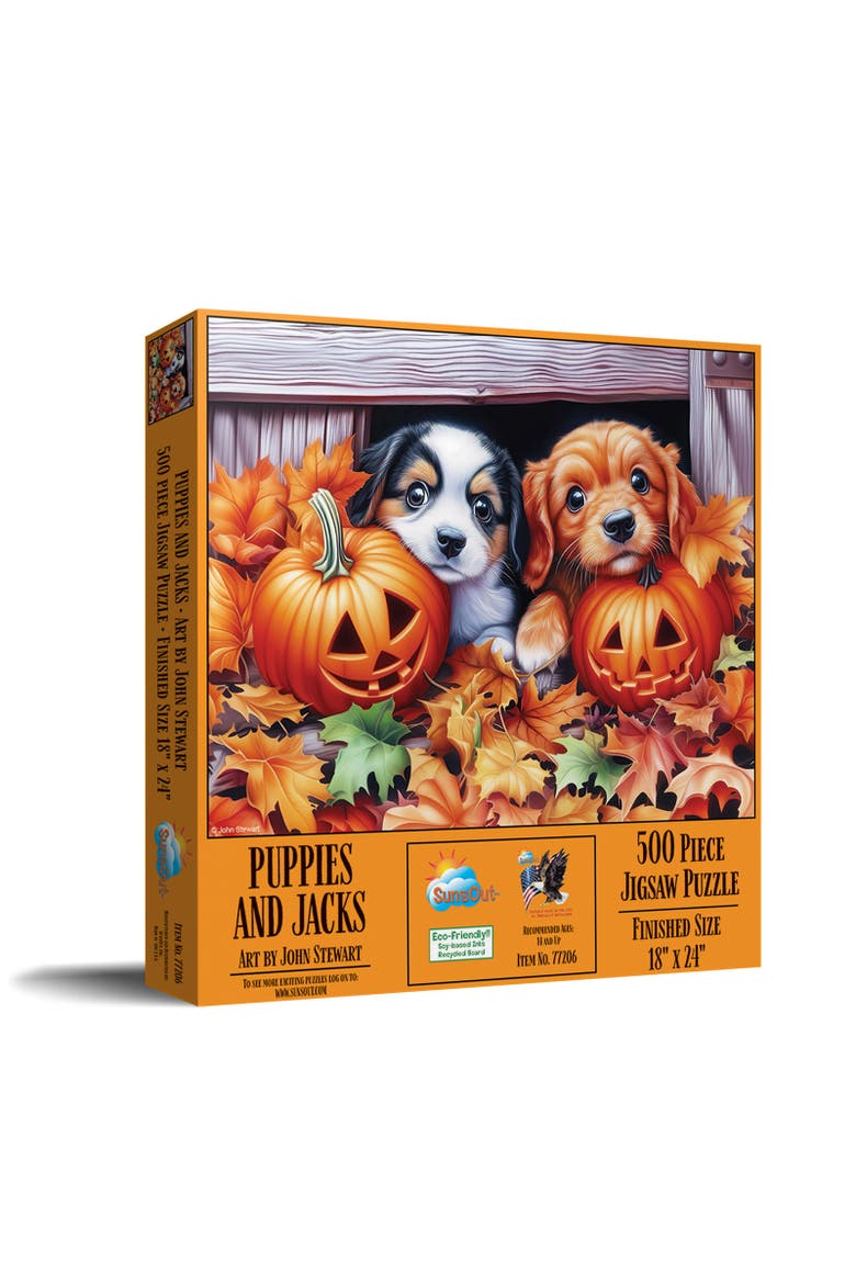 Puppies and Jacks 500 piece Jigsaw Puzzle for Adults, Main, color, Multicolor
