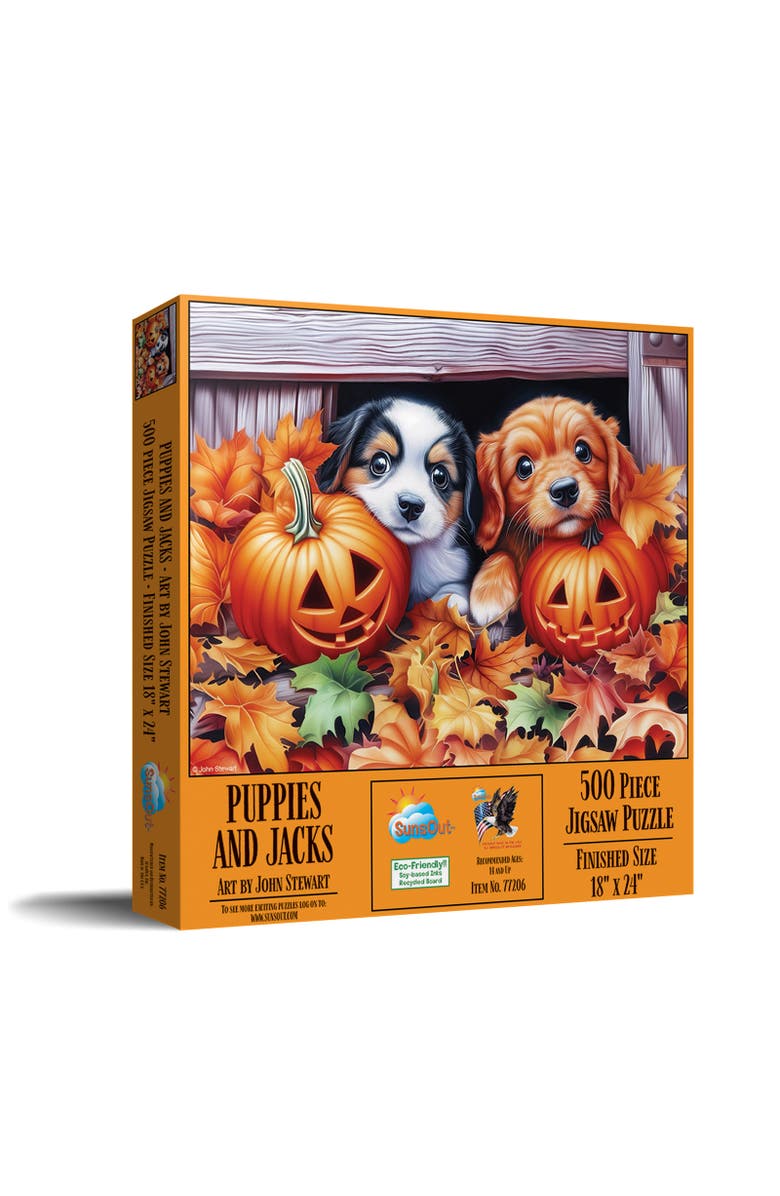 Sunsout Puppies and Jacks 500 piece Jigsaw Puzzle for Adults, Main, color, Multicolor