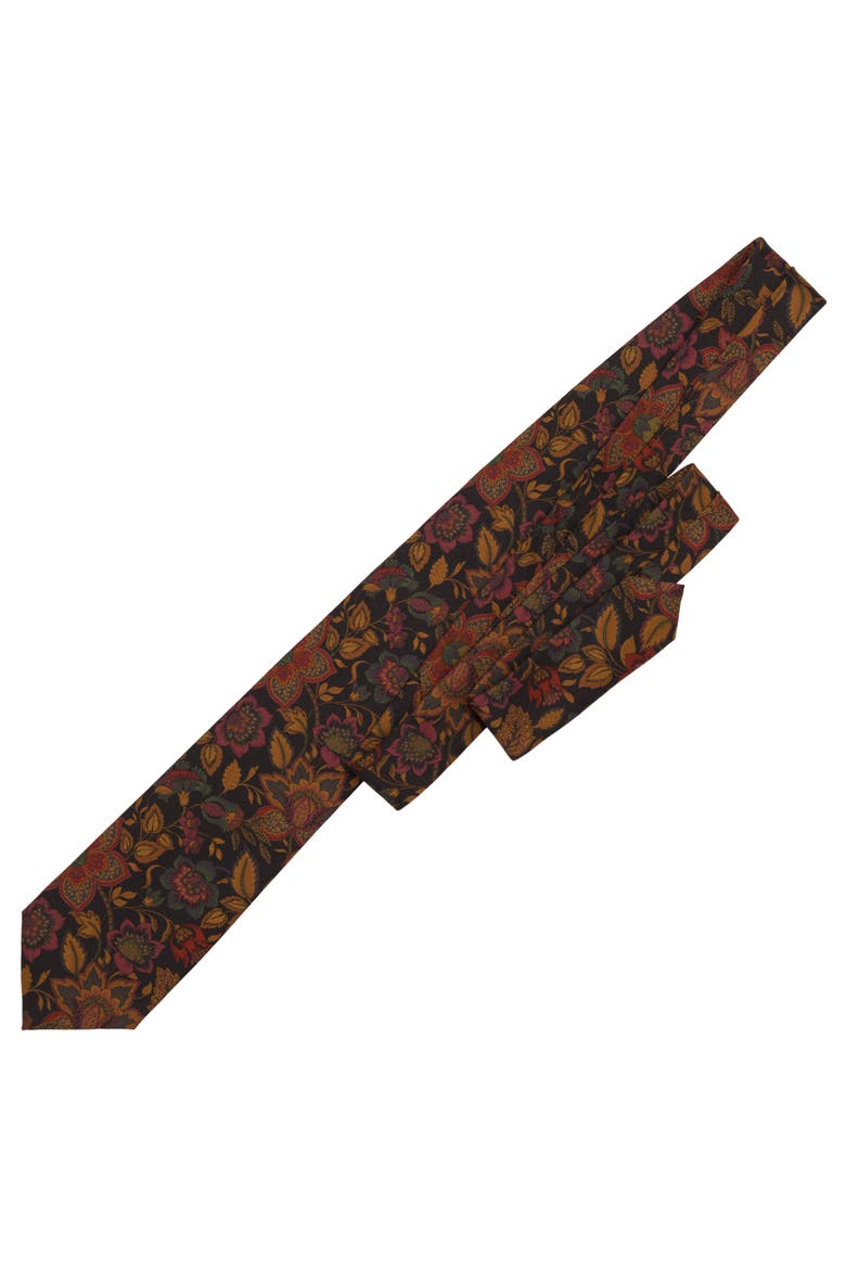 Calvino - Printed Silk Tie for Men, Alternate, color, Black