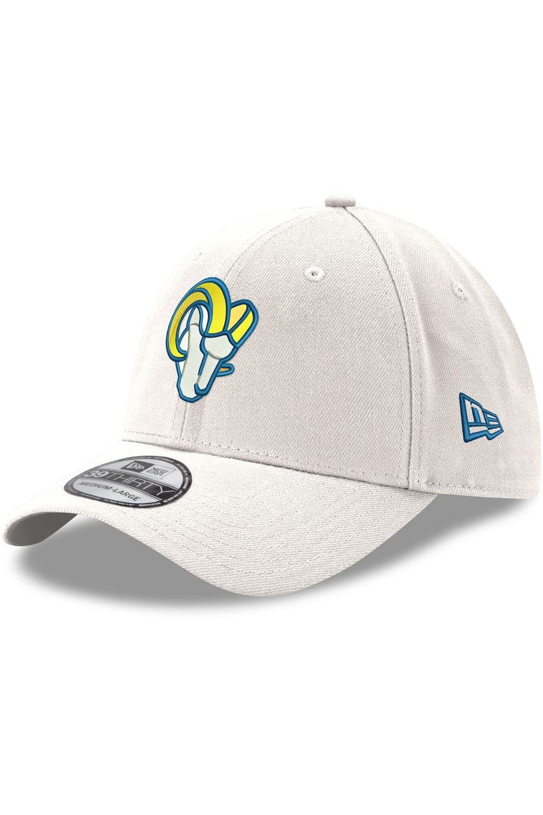 Men's New Era White Los Angeles Rams Ram Head Iced II 39THIRTY Flex Hat, Main, color, White